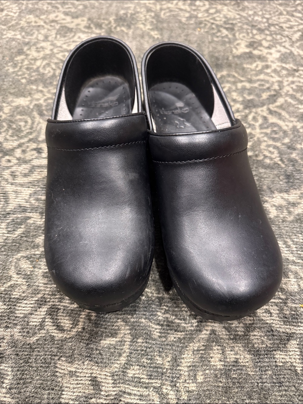 Dansko Black Wide Leather Slip-On Clogs wide size 39
